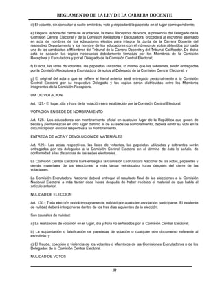 Reglamento De La Ley Carrera Docente
