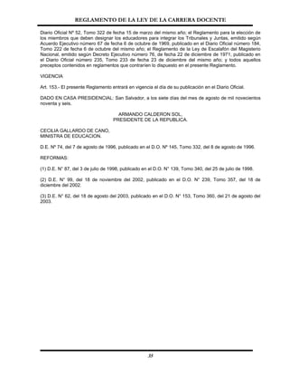 Reglamento De La Ley Carrera Docente