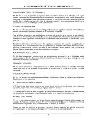 Reglamento De La Ley Carrera Docente