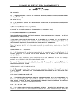Reglamento De La Ley Carrera Docente