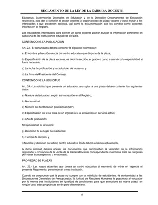 Reglamento De La Ley Carrera Docente