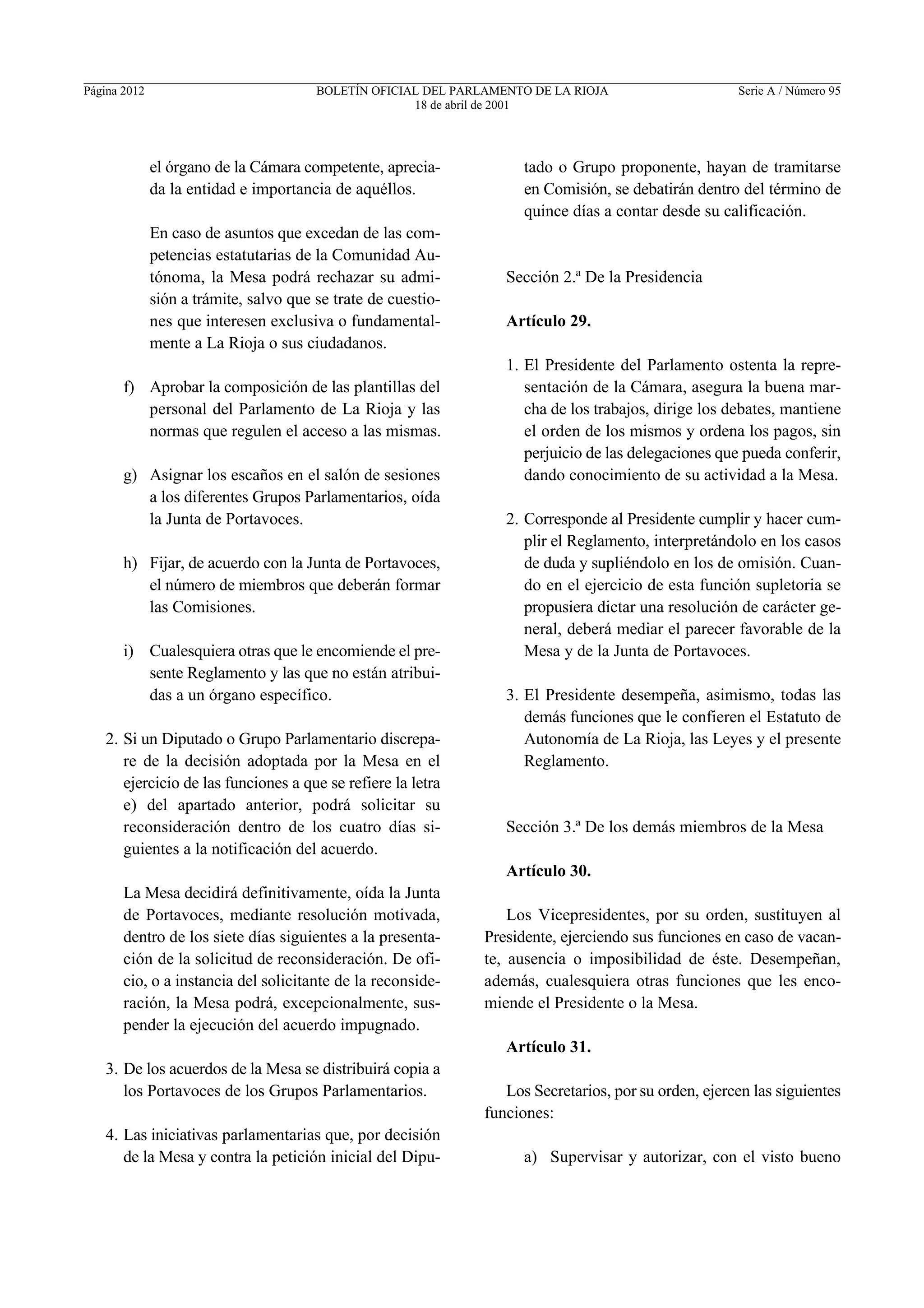 Reglamento del Parlamento de La Rioja