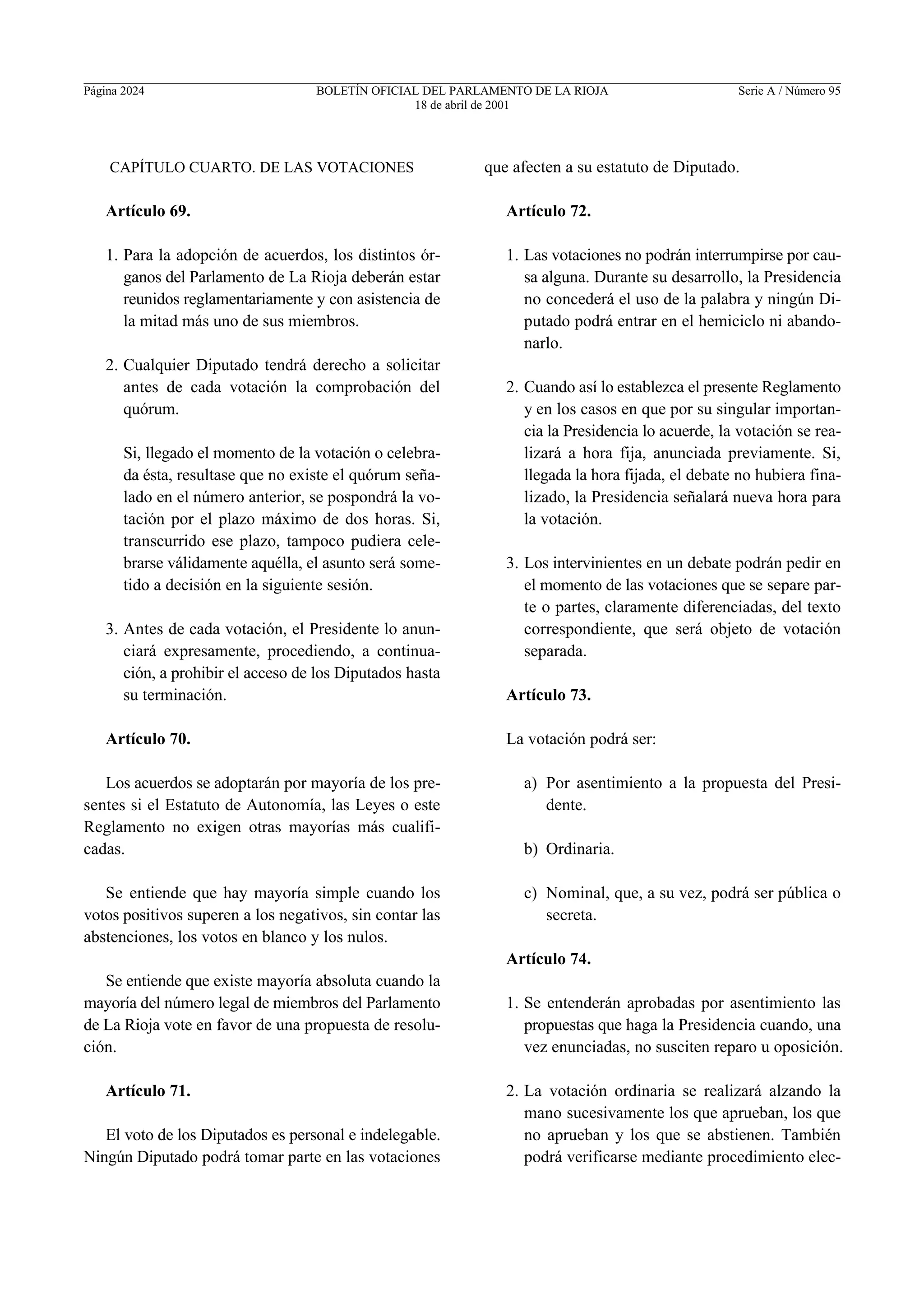 Reglamento del Parlamento de La Rioja