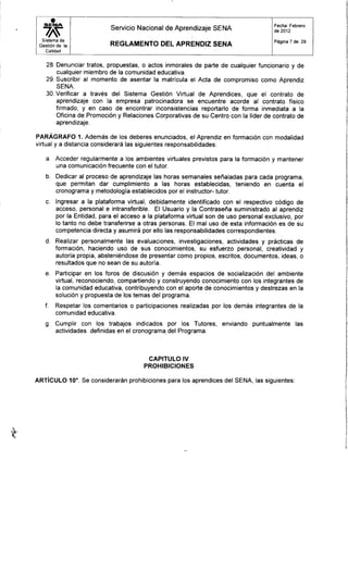 Reglamento aprendiz sena