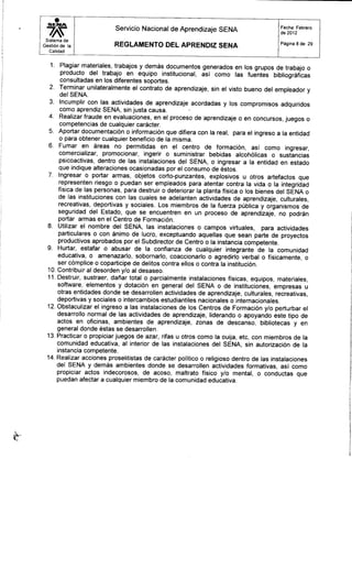 Reglamento aprendiz sena