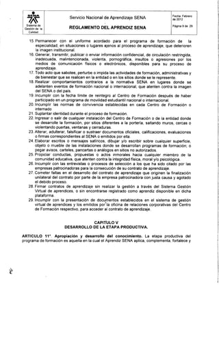 Reglamento aprendiz sena