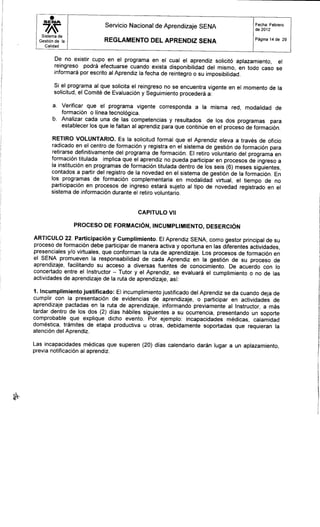 Reglamento aprendiz sena