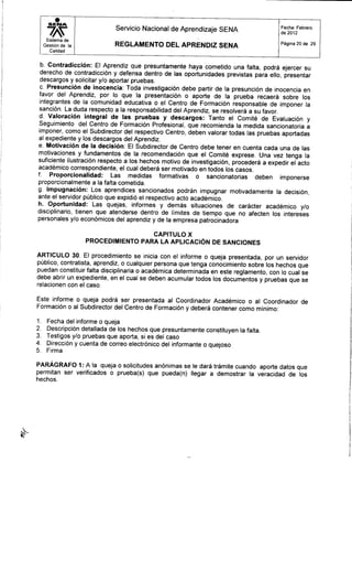 Reglamento aprendiz sena