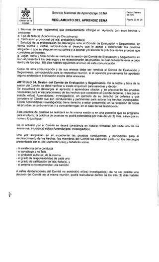 Reglamento aprendiz sena