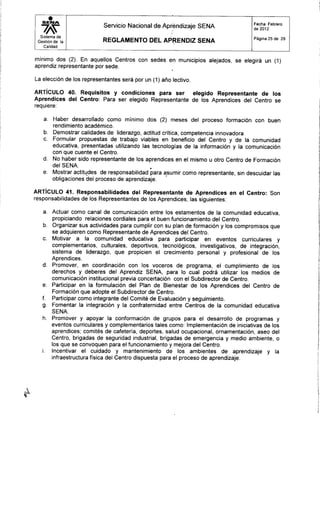 Reglamento aprendiz sena