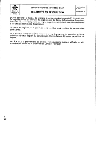 Reglamento aprendiz sena