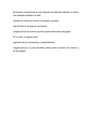 Reglamento basico de baloncesto