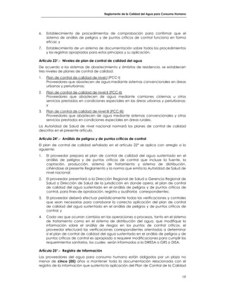 REGLAMENTO DE LA CALIDAD DEL AGUA PARA CONSUMO HUMANO | PDF