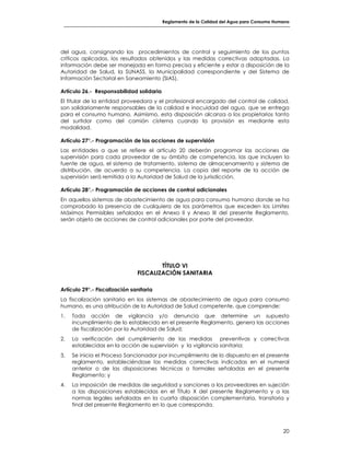 REGLAMENTO DE LA CALIDAD DEL AGUA PARA CONSUMO HUMANO | PDF