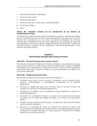REGLAMENTO DE LA CALIDAD DEL AGUA PARA CONSUMO HUMANO | PDF