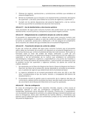 REGLAMENTO DE LA CALIDAD DEL AGUA PARA CONSUMO HUMANO | PDF