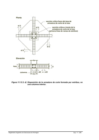 Figura 11.12.3. d) Disposición de la armadura de corte formada por estribos, en
                       una columna interior.




Reglamento Argentino de Estructuras de Hormigón                         Cap. 11 - 290
 