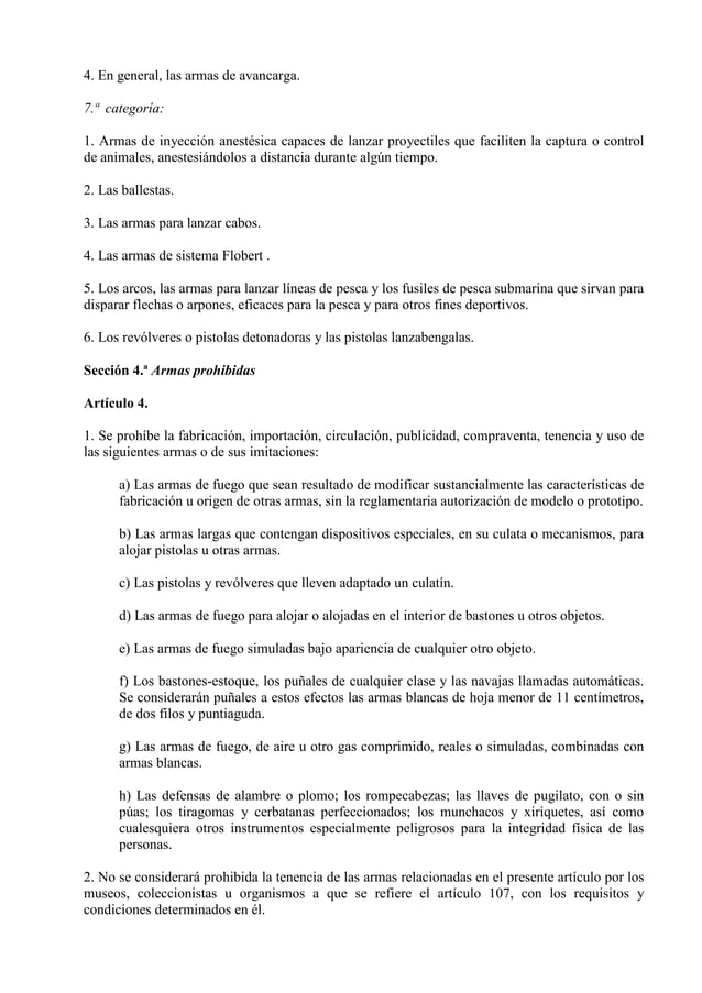 Reglamento de armas actualizado