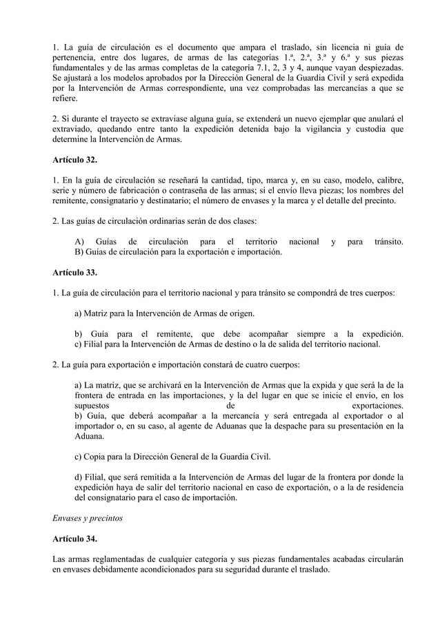 Reglamento de armas actualizado