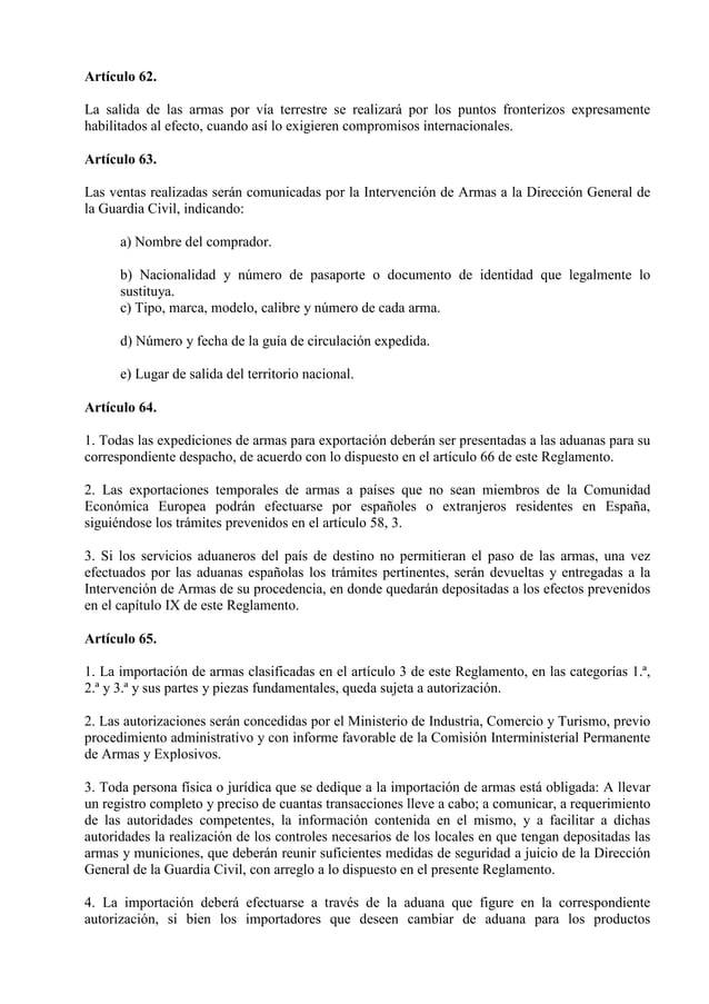 Reglamento de armas actualizado