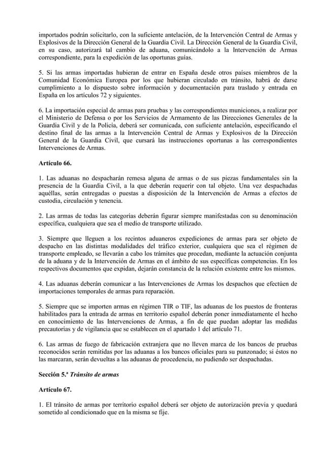 Reglamento de armas actualizado