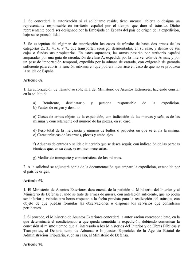 Reglamento de armas actualizado