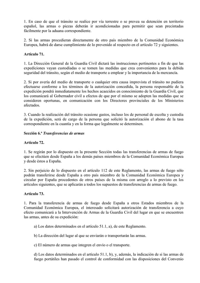 Reglamento de armas actualizado