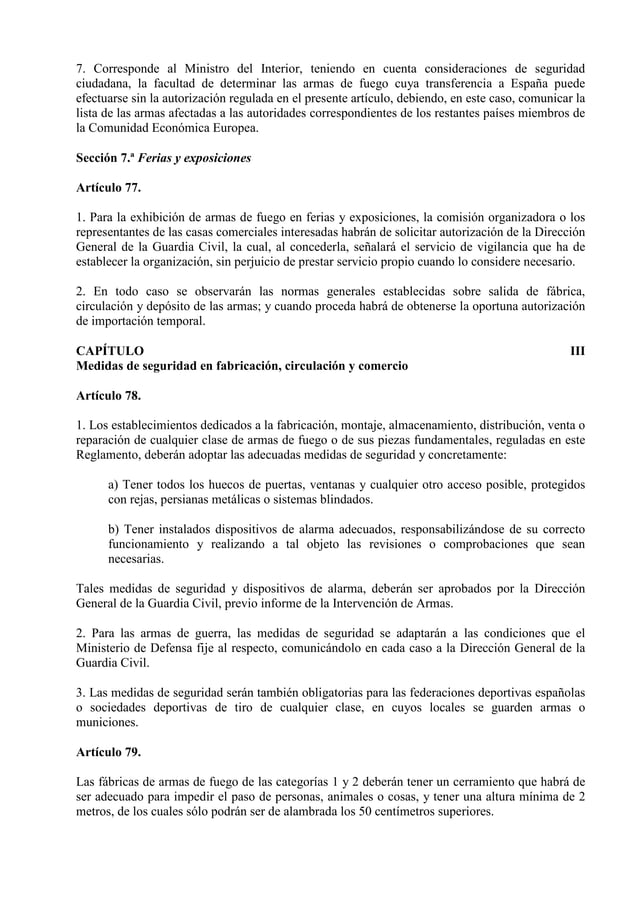 Reglamento de armas actualizado