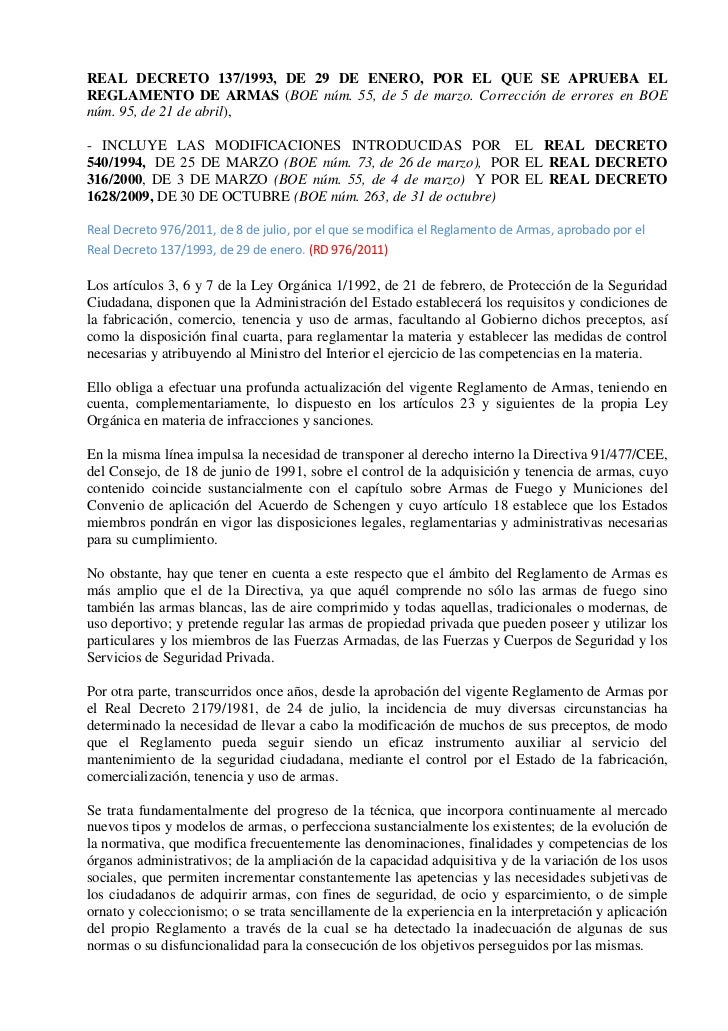 Reglamento de armas actualizado