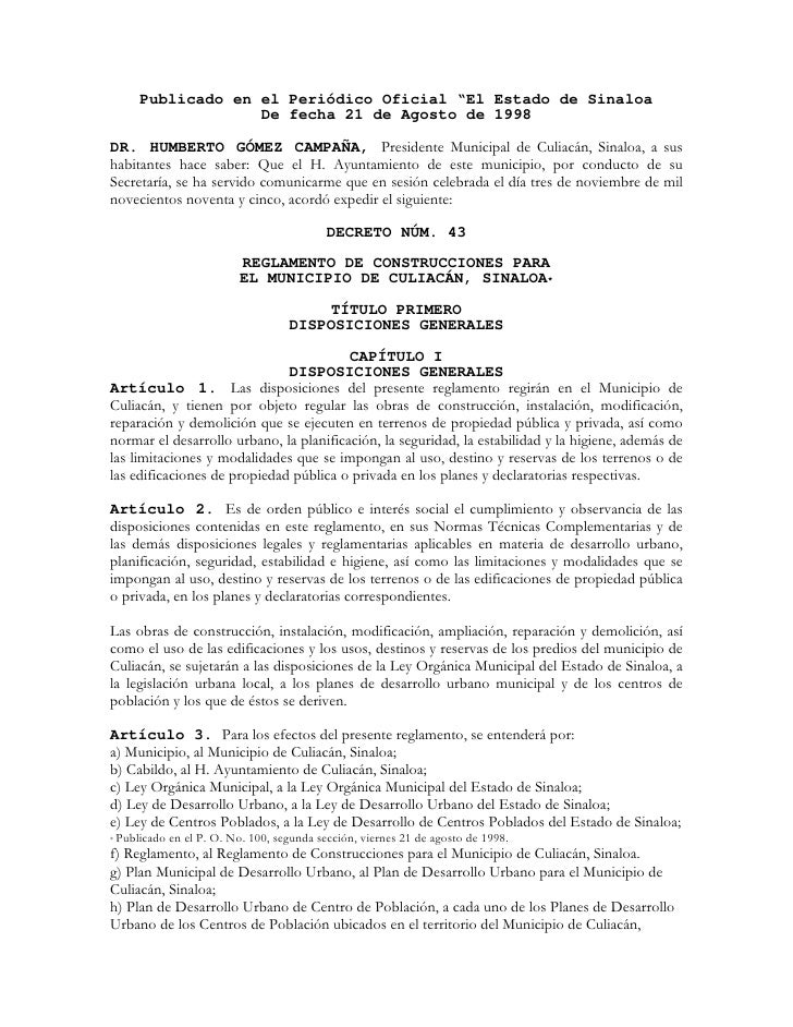 Reglamento De Construcciones