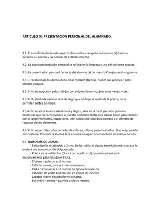 Reglamento de convivencia escolar 2015 | PDF