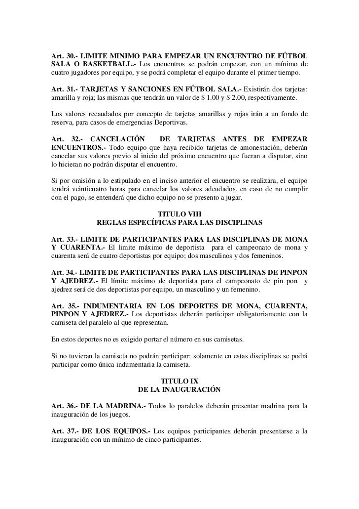Reglamento De Deportes