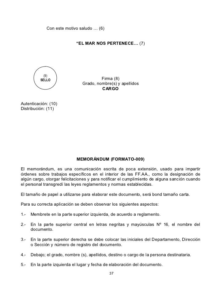 Reglamento de documentacion y correspondencia mil.