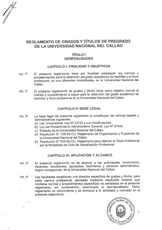 Reglamento de Grados y Titulos Universidad Nacional del Callao