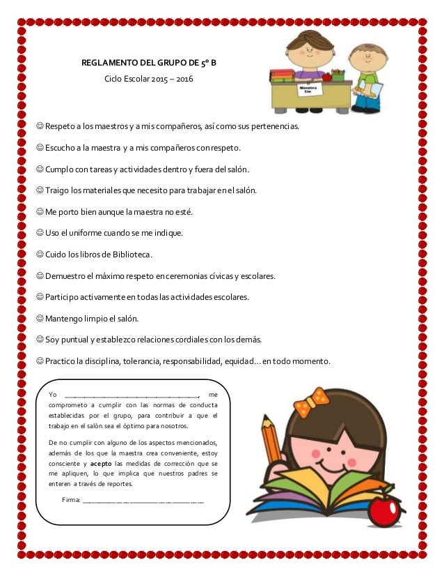 Reglamento de grupo para cada niño