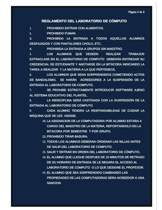 Reglamento de laboratorio de computo
