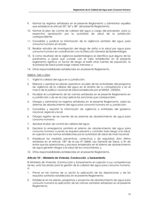 Reglamento de la calidad del agua para consumo humano | PDF