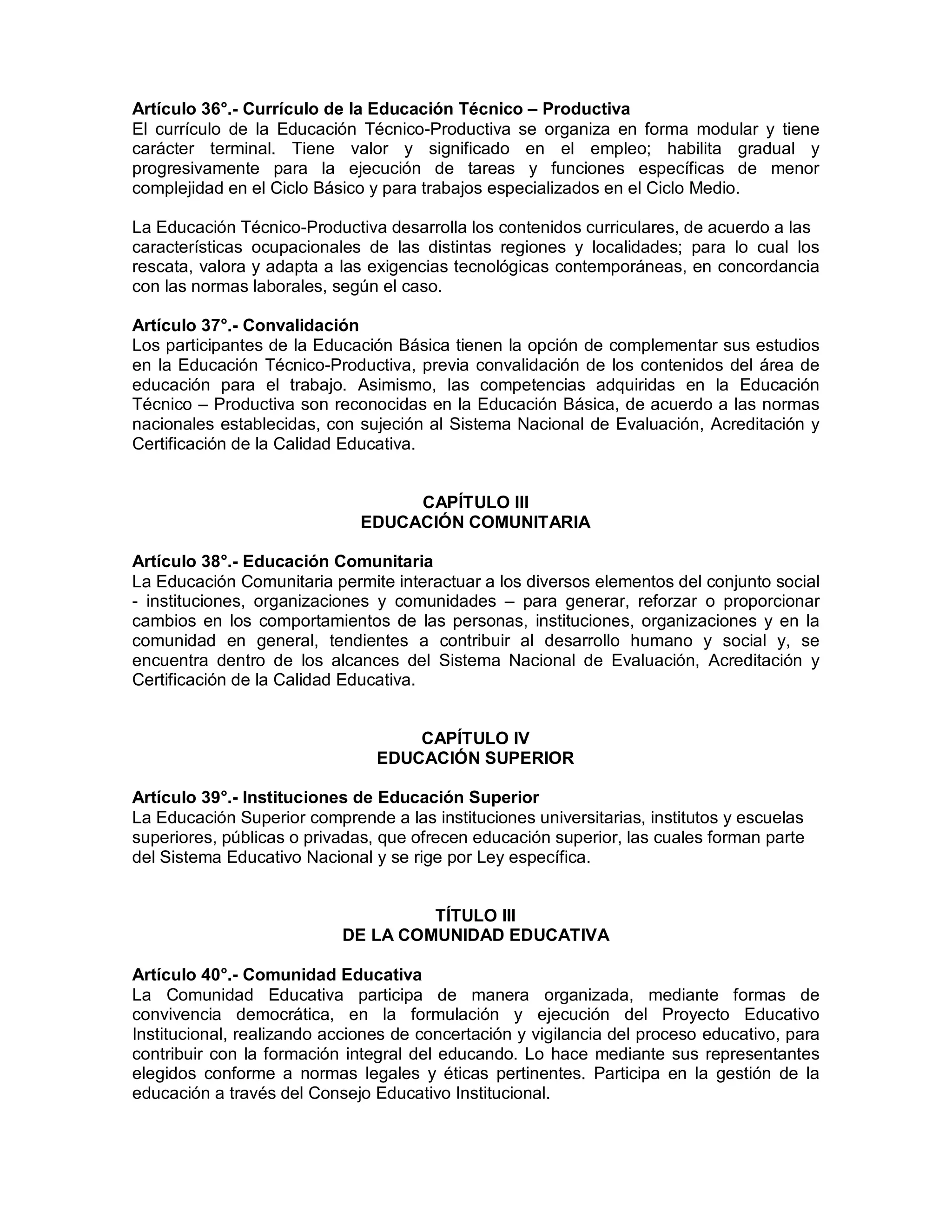 REGLAMENTO DE LA LEY GENERAL DE EDUCACIÓN | PDF