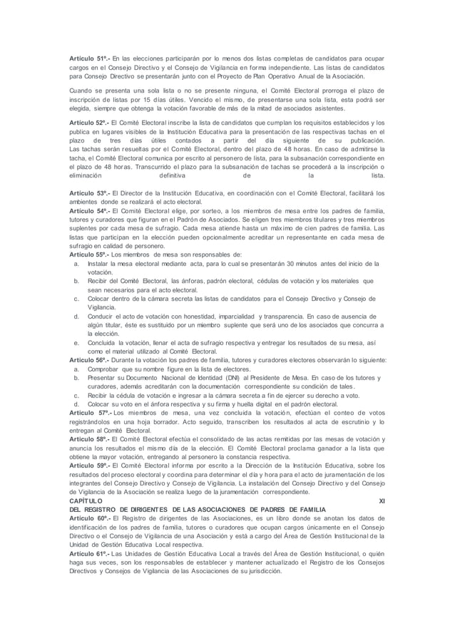 Reglamento de la ley que regula la participación de las asociaciones de padres de familia en las