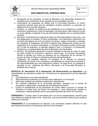 Reglamento del aprendiz  