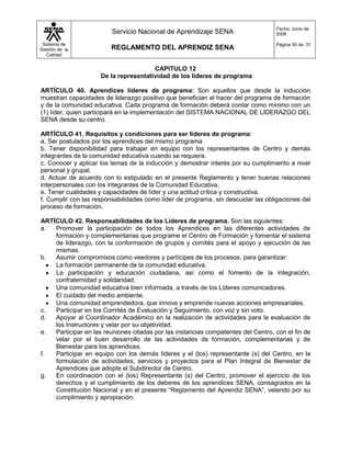 Reglamento del aprendiz  