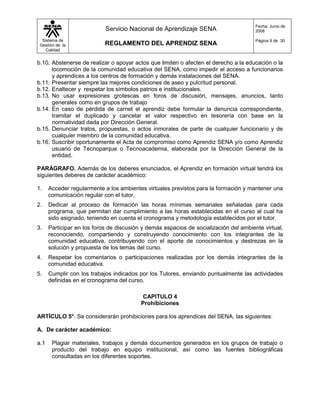 Reglamento del aprendiz  