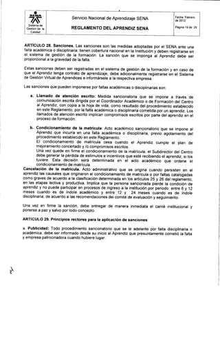 Reglamento del aprendiz sena