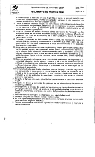 Reglamento del aprendiz sena