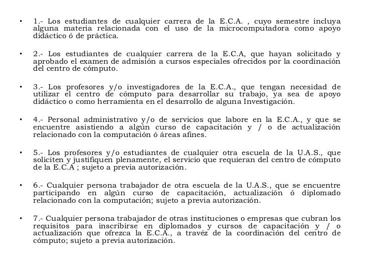 Reglamento del centro de computo
