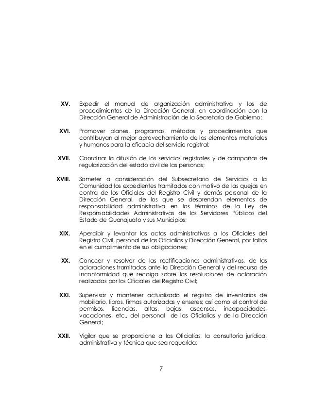 Reglamento del registro civil para el estado de guanajuato