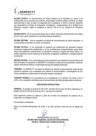 Reglamento de reconocimiento títulos