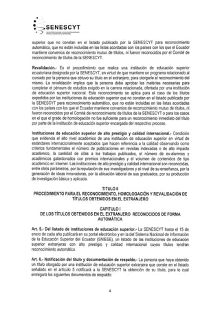 Reglamento de reconocimiento títulos