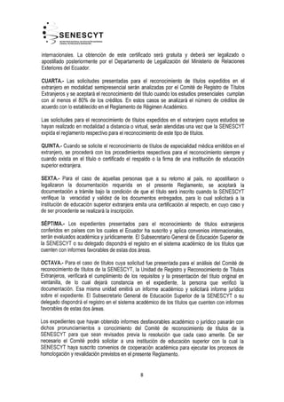 Reglamento de reconocimiento títulos