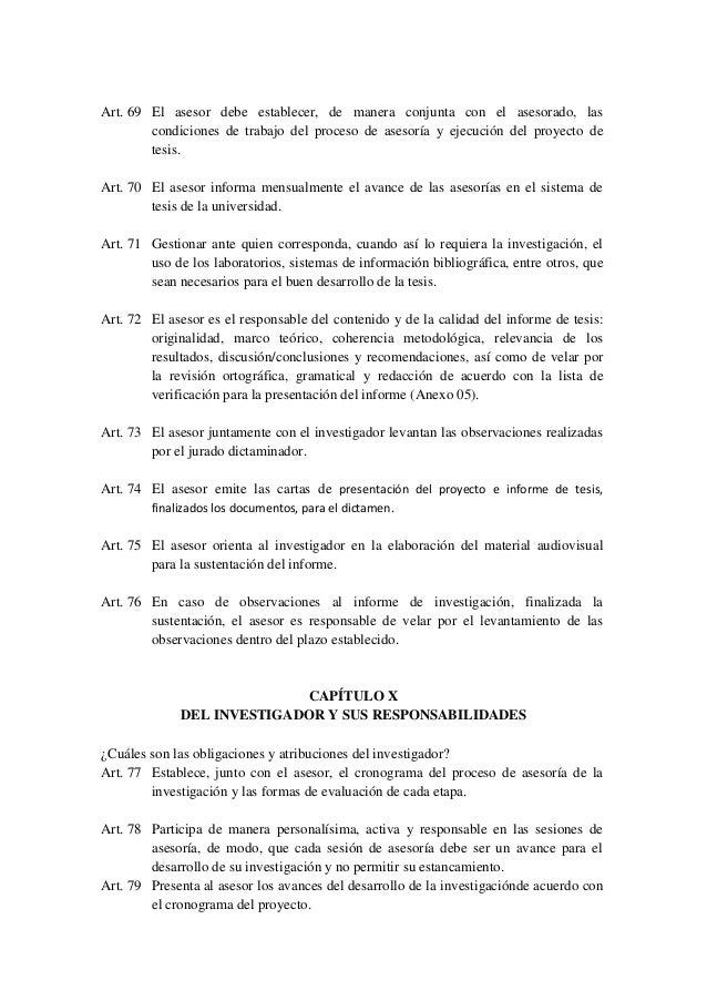 Reglamento de tesis u pe u